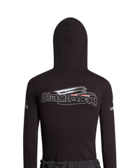 AI Generated Long Sleeve Hooded T-Shirt - Washed Black & White