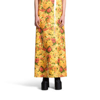 Faux Vinyl Floral Sleeveless Dress - Orange