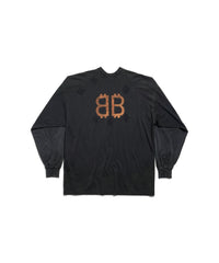 Paris Moon Double Front Long Sleeve T-Shirt Oversized - Wash Black & Wash Black