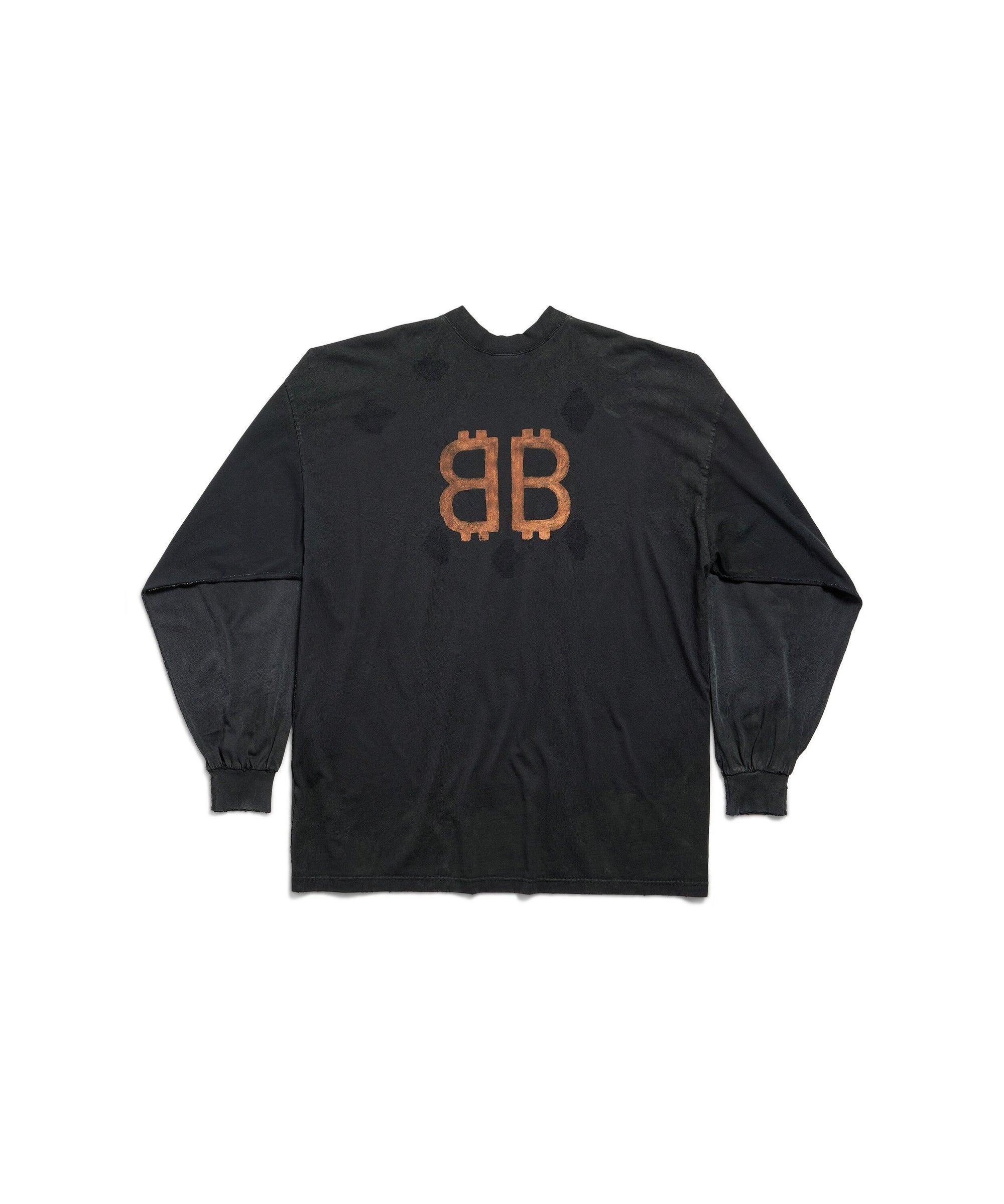 Paris Moon Double Front Long Sleeve T-Shirt Oversized - Wash Black & Wash Black