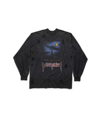 Paris Moon Double Front Long Sleeve T-Shirt Oversized - Wash Black & Wash Black