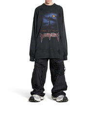 Paris Moon Double Front Long Sleeve T-Shirt Oversized - Wash Black & Wash Black