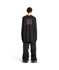 Paris Moon Double Front Long Sleeve T-Shirt Oversized - Wash Black & Wash Black