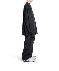Paris Moon Double Front Long Sleeve T-Shirt Oversized - Wash Black & Wash Black