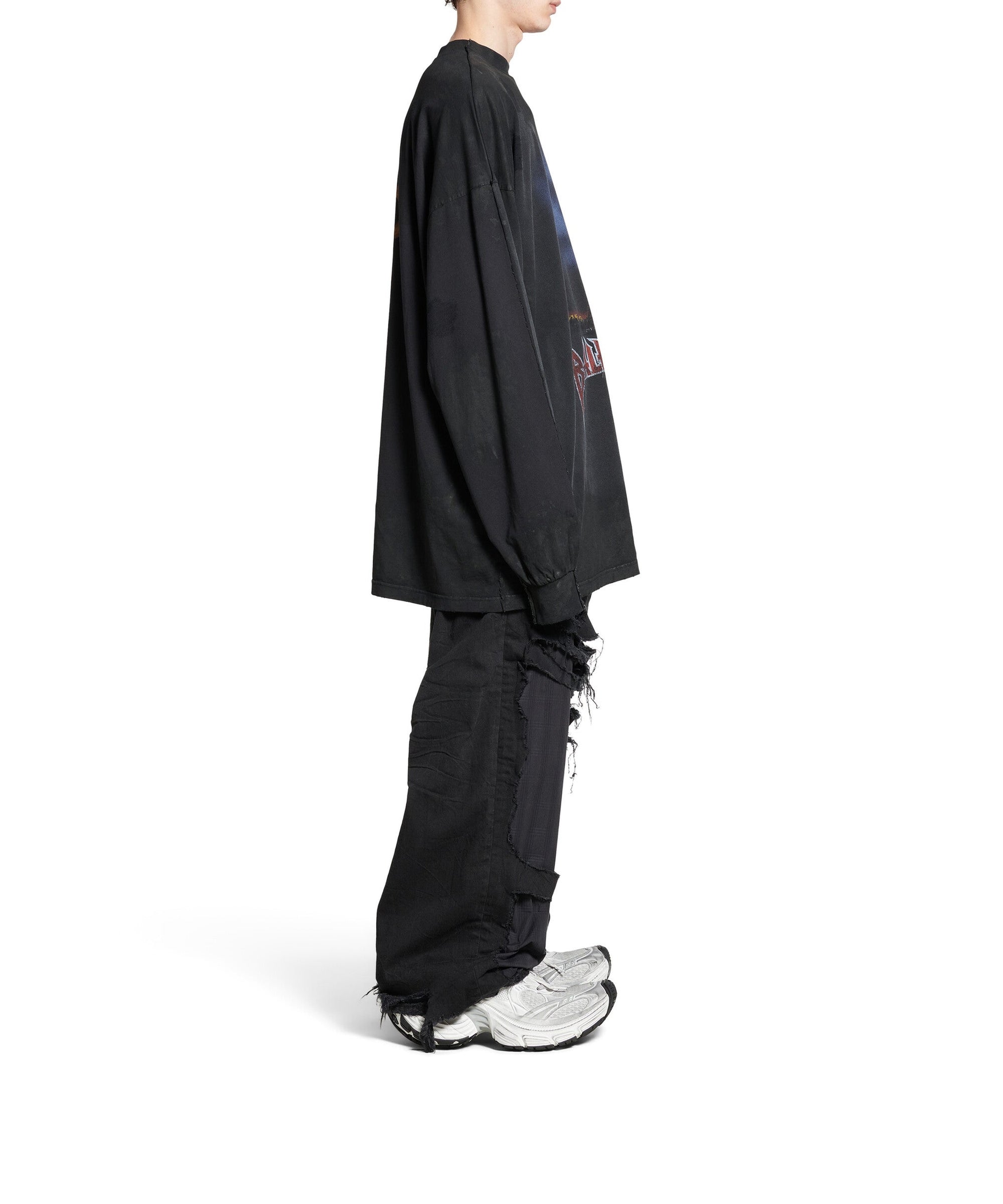 Paris Moon Double Front Long Sleeve T-Shirt Oversized - Wash Black & Wash Black