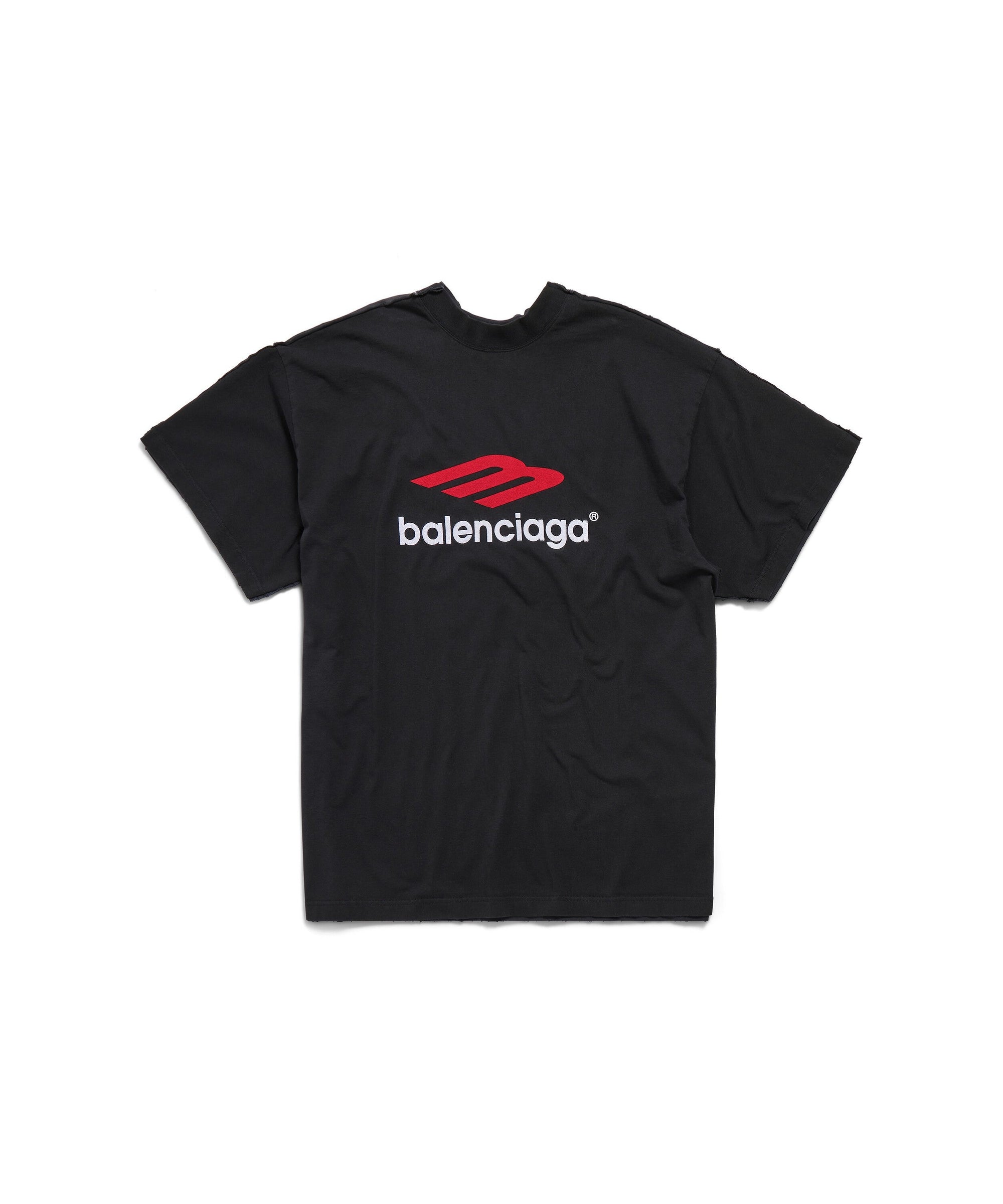 Tape Type Double Front T-Shirt Oversized - Black