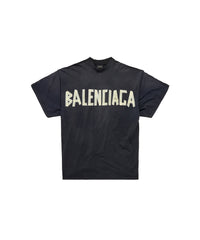 Tape Type Double Front T-Shirt Oversized - Black