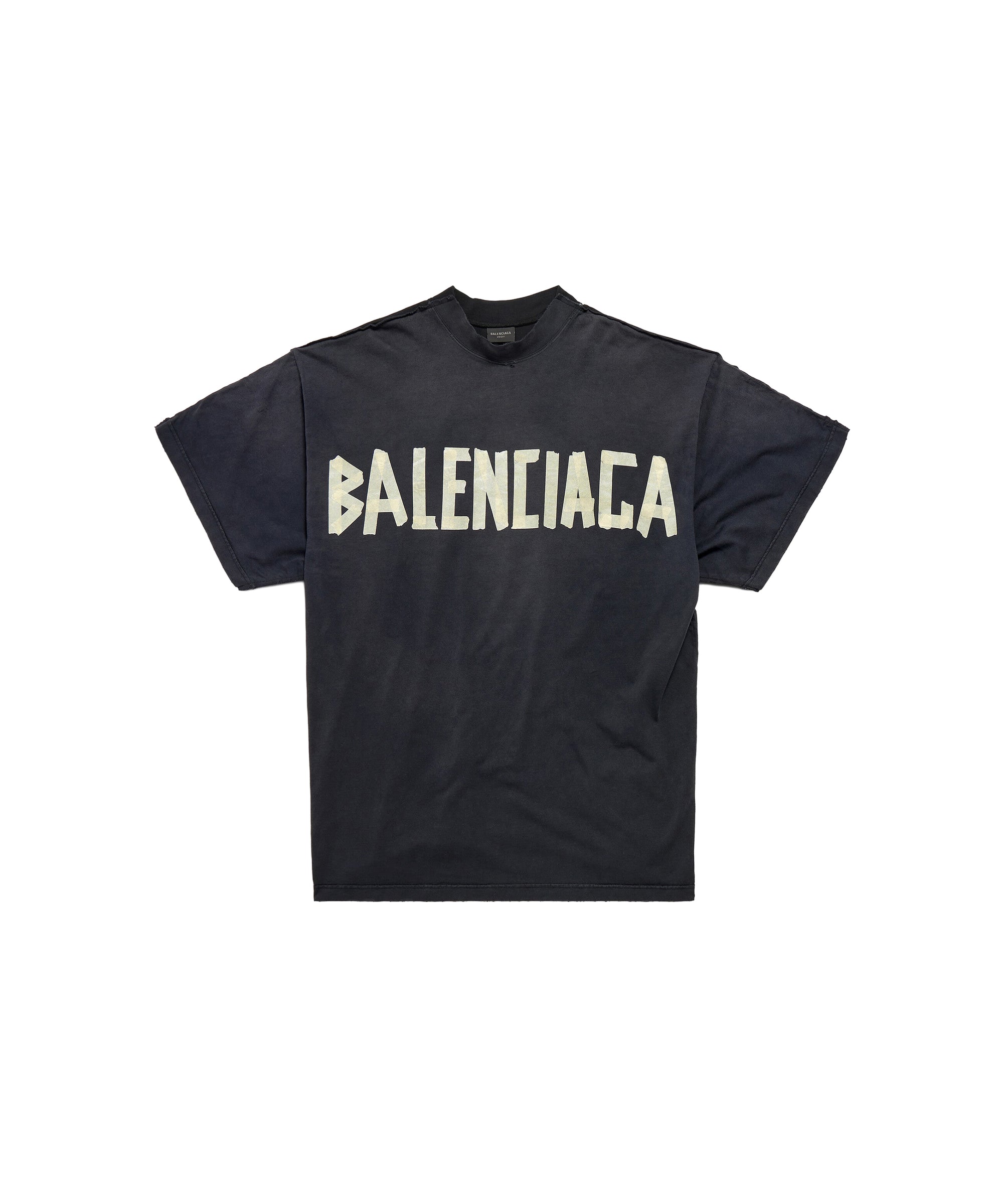 Tape Type Double Front T-Shirt Oversized - Black