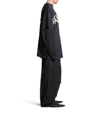 Tape Type Double Front T-Shirt Oversized - Black