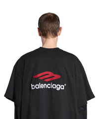 Tape Type Double Front T-Shirt Oversized - Black