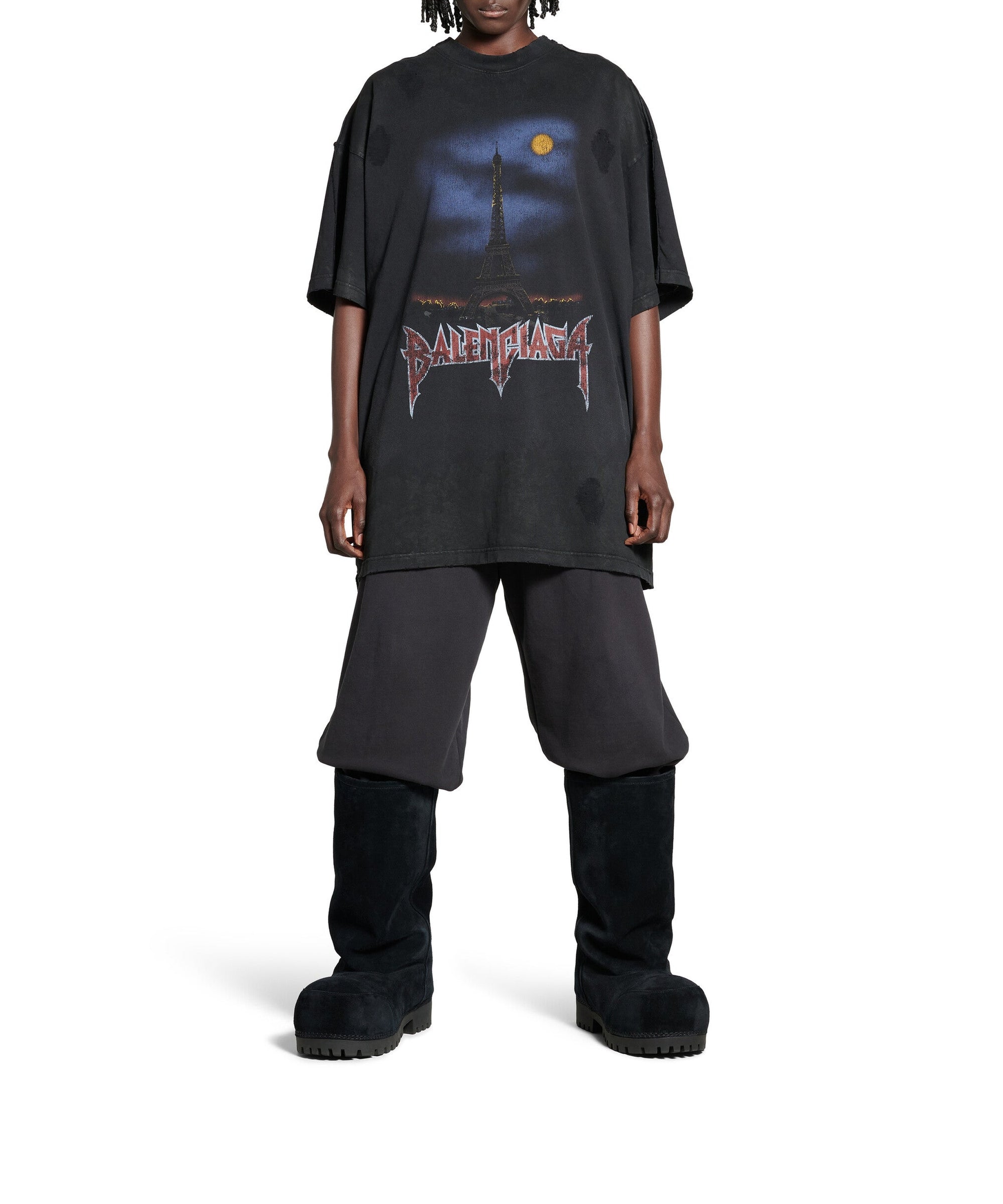 Paris Moon Double Front T-Shirt Oversized - Wash Black & Wash Black