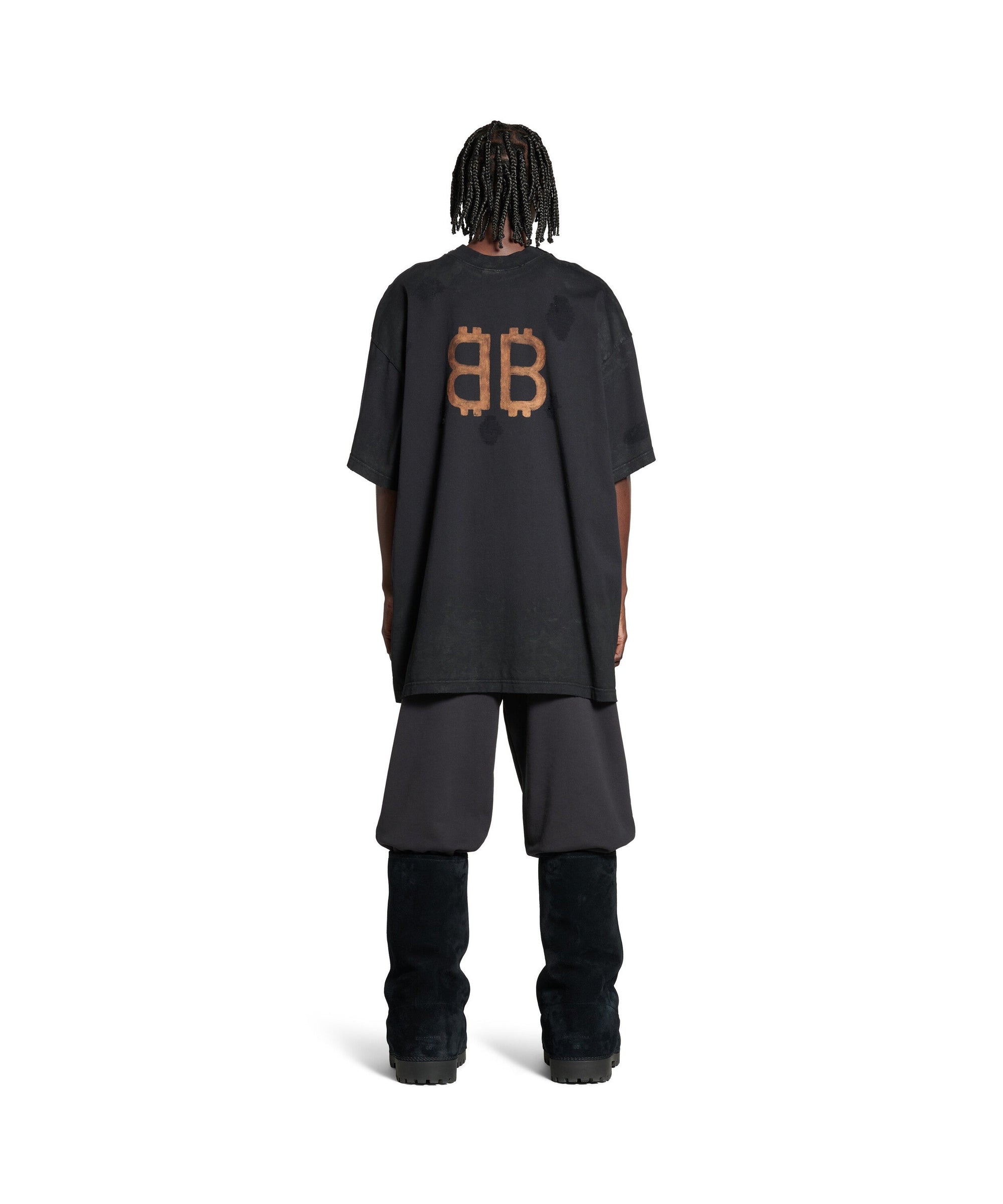 Paris Moon Double Front T-Shirt Oversized - Wash Black & Wash Black