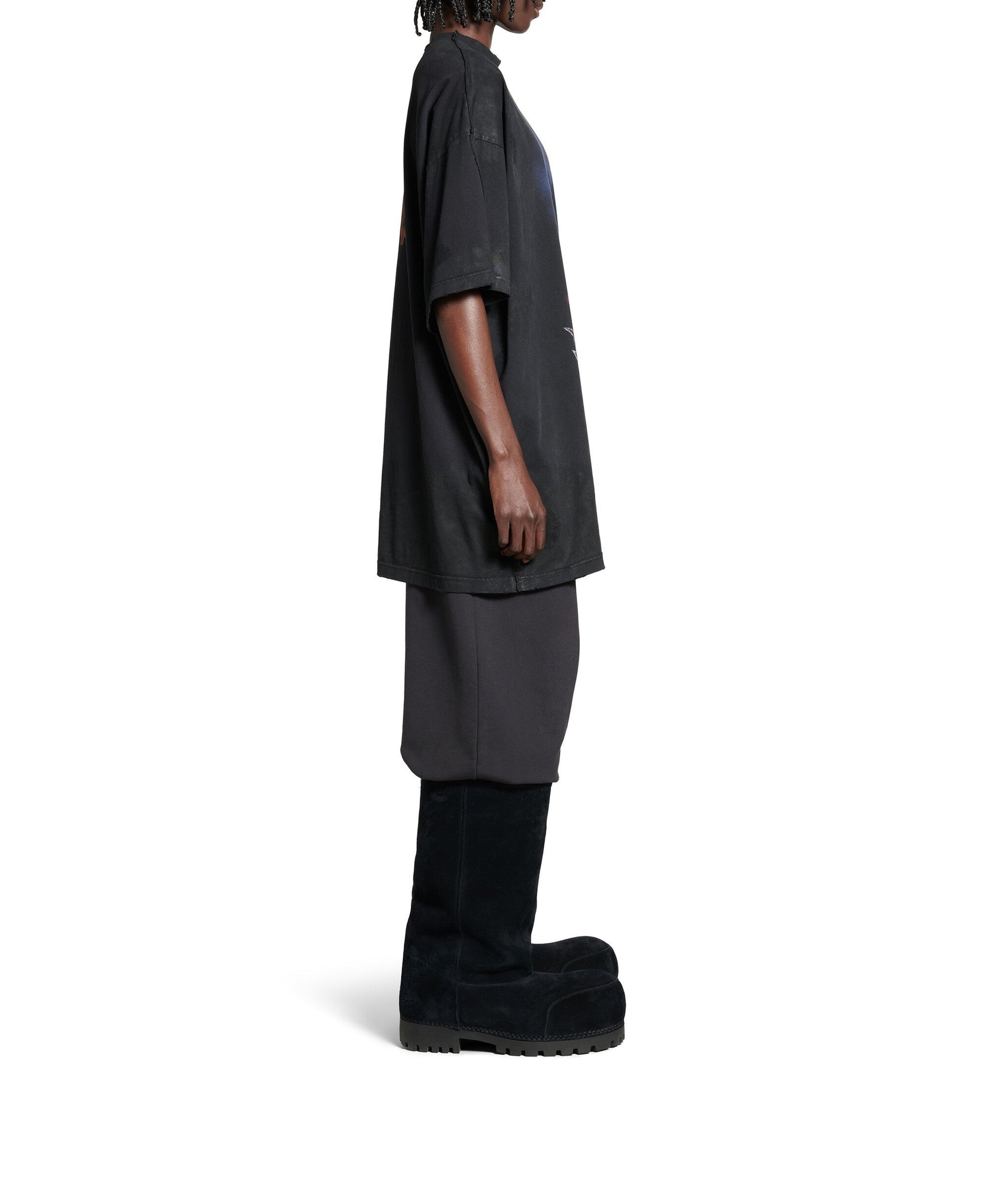 Paris Moon Double Front T-Shirt Oversized - Wash Black & Wash Black