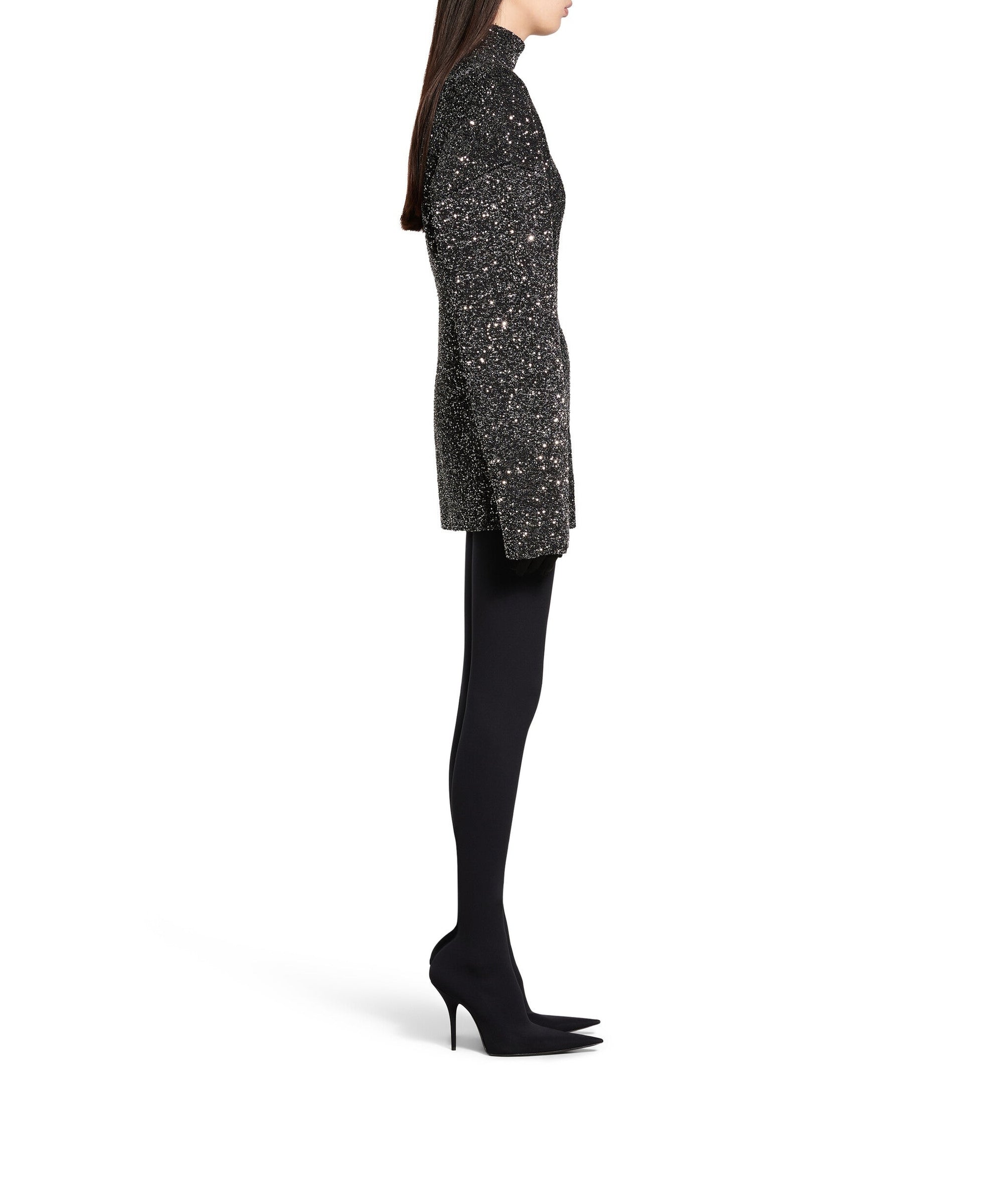Paillette Engineered Hourglass Top - Silver & Black