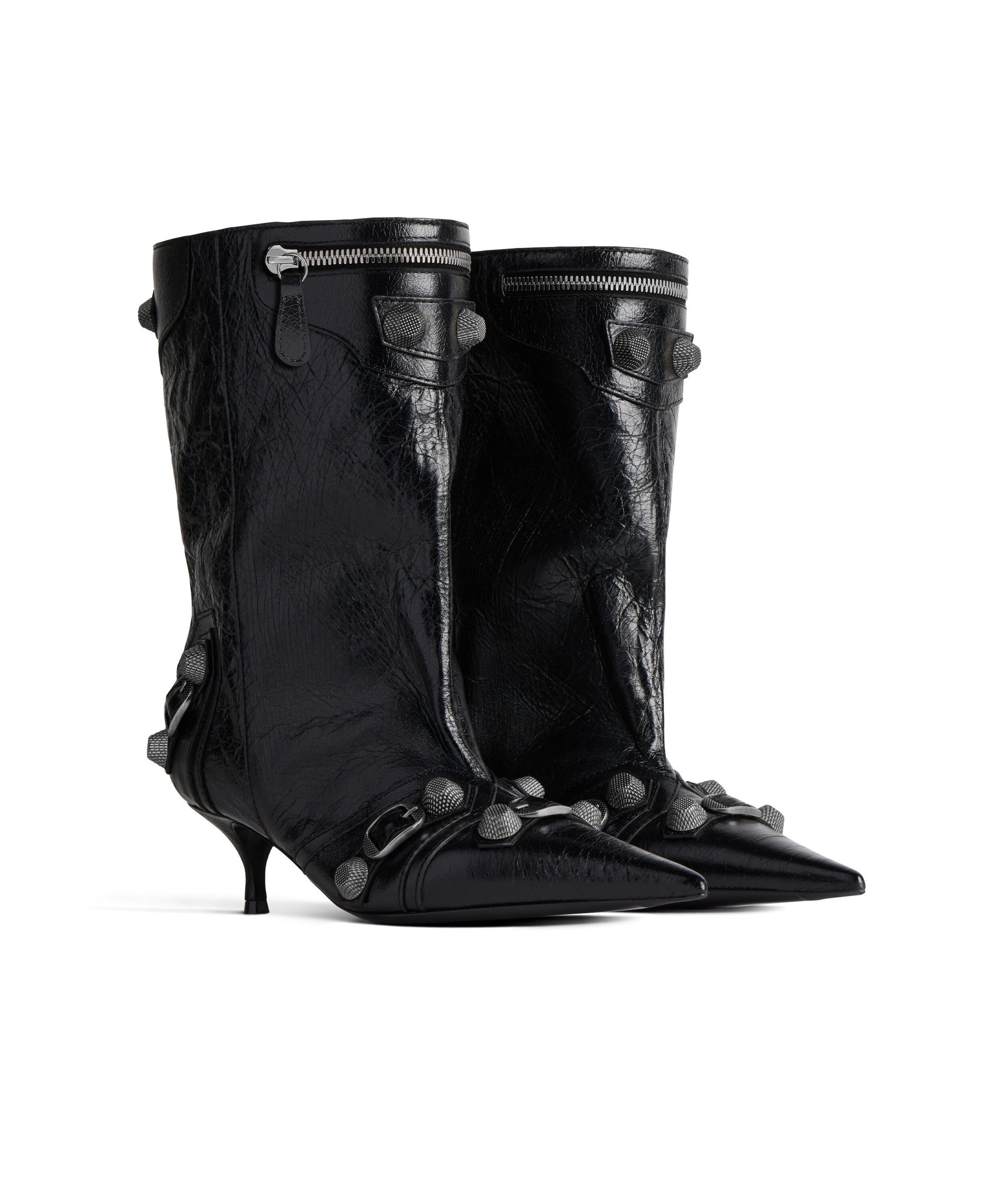 Cagole Wide 50 Booties - Black & Silver