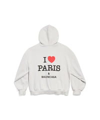 I Love Paris & Balenciaga Zip-Up Hoodie - Dirty White