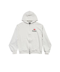 I Love Paris & Balenciaga Zip-Up Hoodie - Dirty White