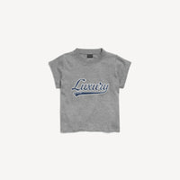 Luxury Script Shrunk T-Shirt - Grey & Blue