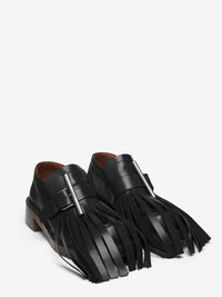 T-Bar Fringe black Loafers - Black