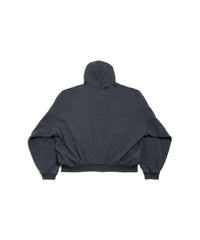 Fashion Designer Pulled Zip-Up Hoodie - Faded Washed Black