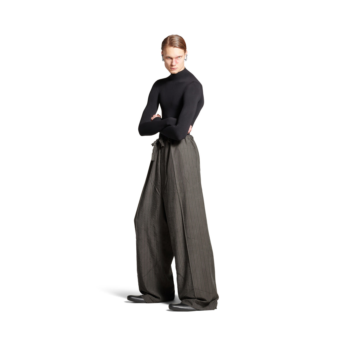 Fluid Tailored Pants - Grey & Green