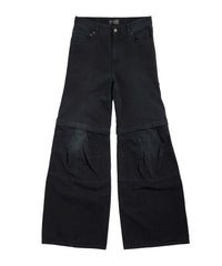 Flared Cargo Pants - Sunbleached Black