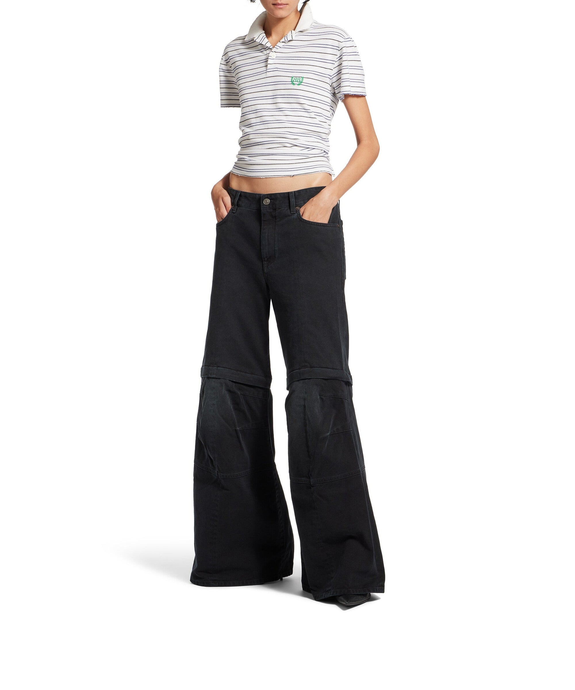 Flared Cargo Pants - Sunbleached Black