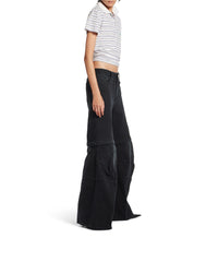 Flared Cargo Pants - Sunbleached Black