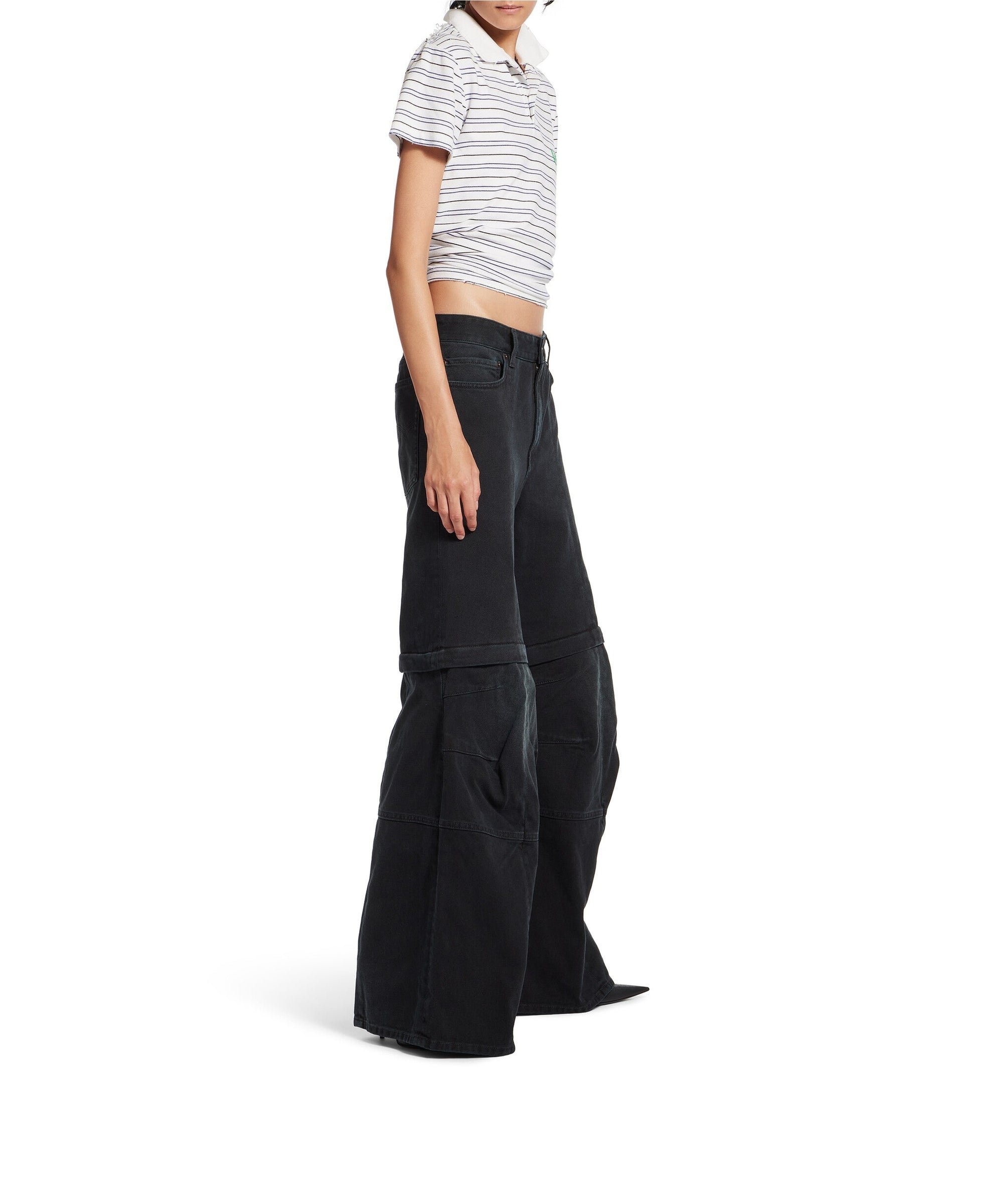 Flared Cargo Pants - Sunbleached Black