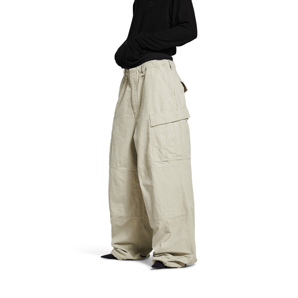 Large Cargo Pants - Military Beige