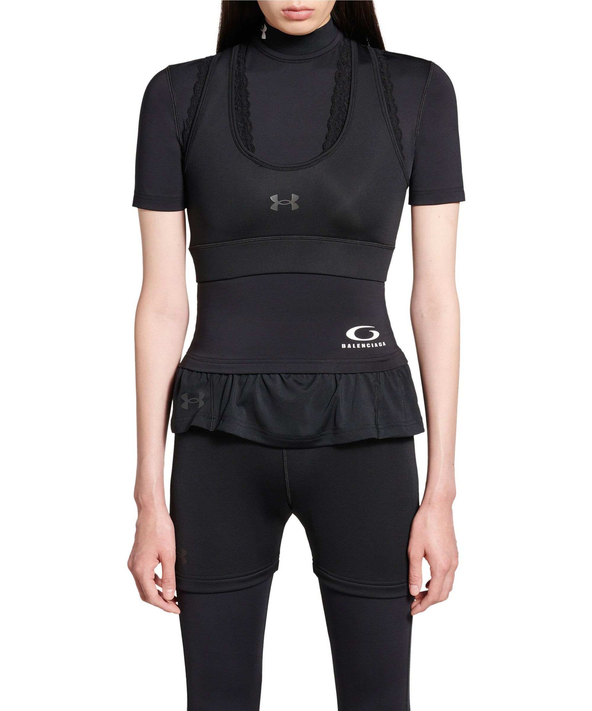 Under Armour® Crewneck Layered Short Sleeve Top - Black