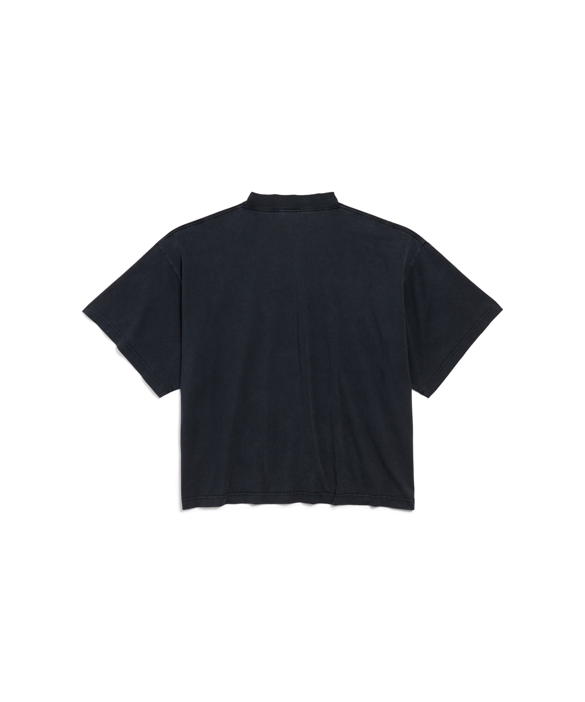 I Love Paris & Balenciaga Cropped T-Shirt Oversized - Faded Washed Black