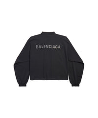 Balenciaga Back Strass Cropped Long Sleeve T-Shirt - Black