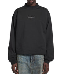 Balenciaga Back Strass Cropped Long Sleeve T-Shirt - Black