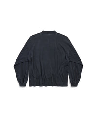 I Love Paris & Balenciaga Long Sleeve Cropped T-Shirt - Faded Washed Black