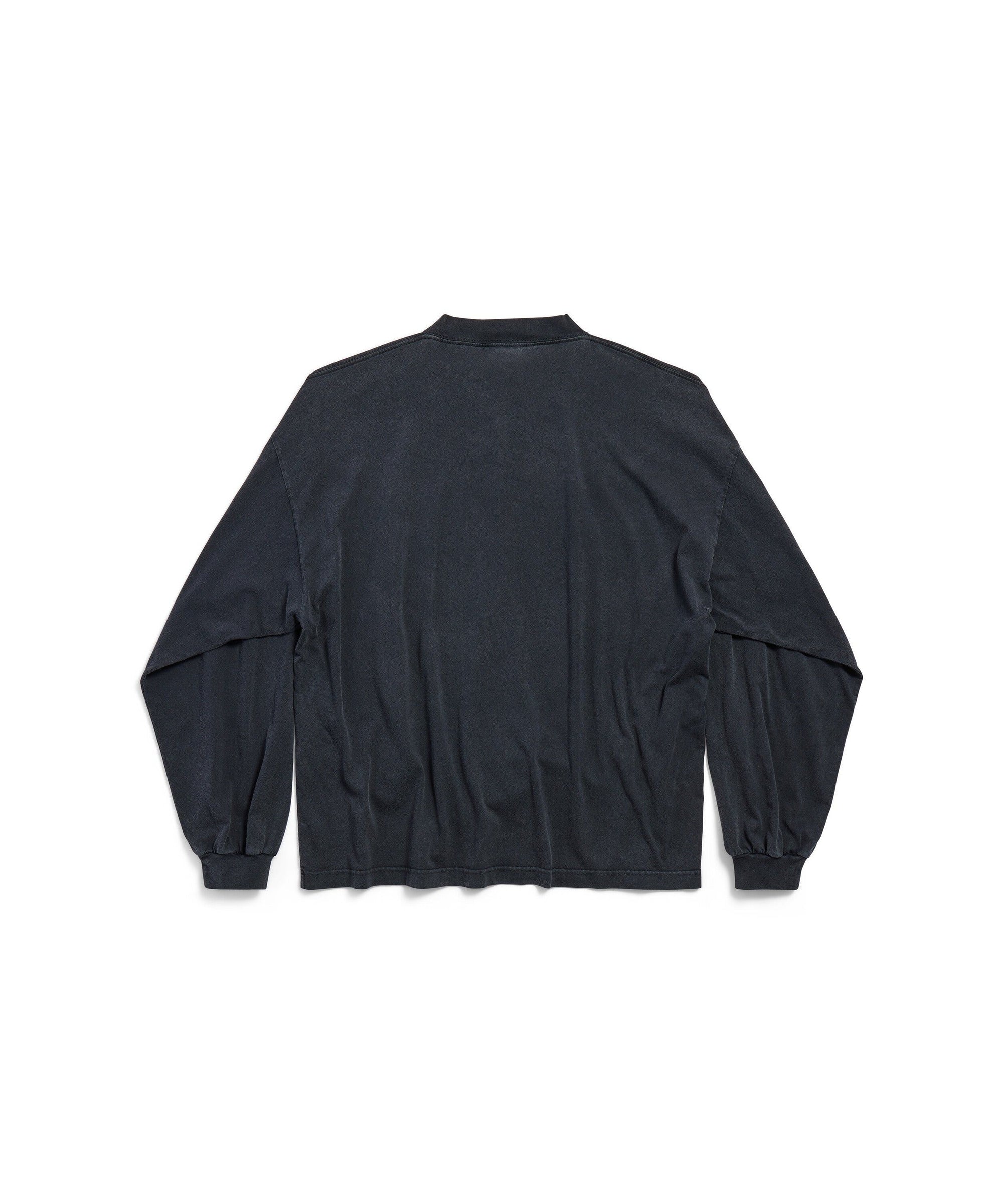 I Love Paris & Balenciaga Long Sleeve Cropped T-Shirt - Faded Washed Black