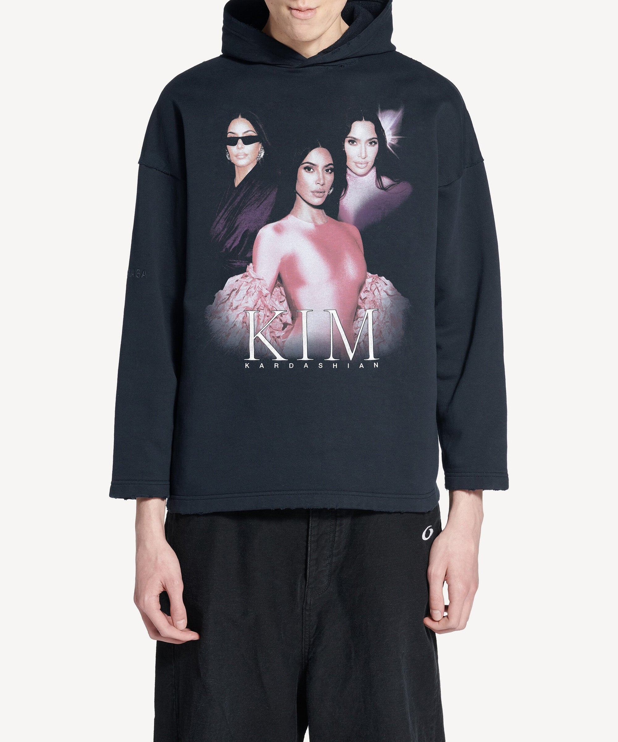 Kim K No Rib Hoodie - Faded Black
