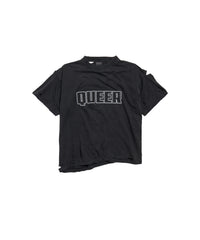 Queer Typo Boxy T-Shirt - Faded Washed Black