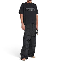 Queer Typo Boxy T-Shirt - Faded Washed Black