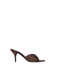 Knife Bow 80 Sandals - Leopard & Silver