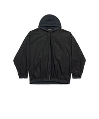 Cut-Up Hooded Shirt - Black