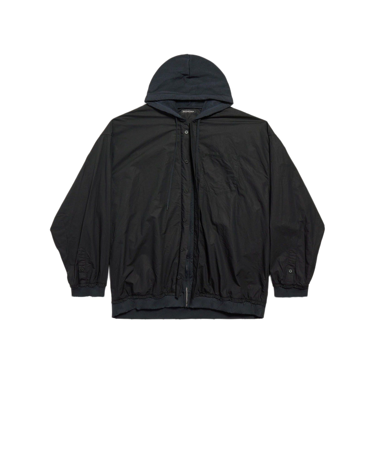 Cut-Up Hooded Shirt - Black