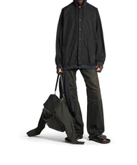 Cut-Up Hooded Shirt - Black