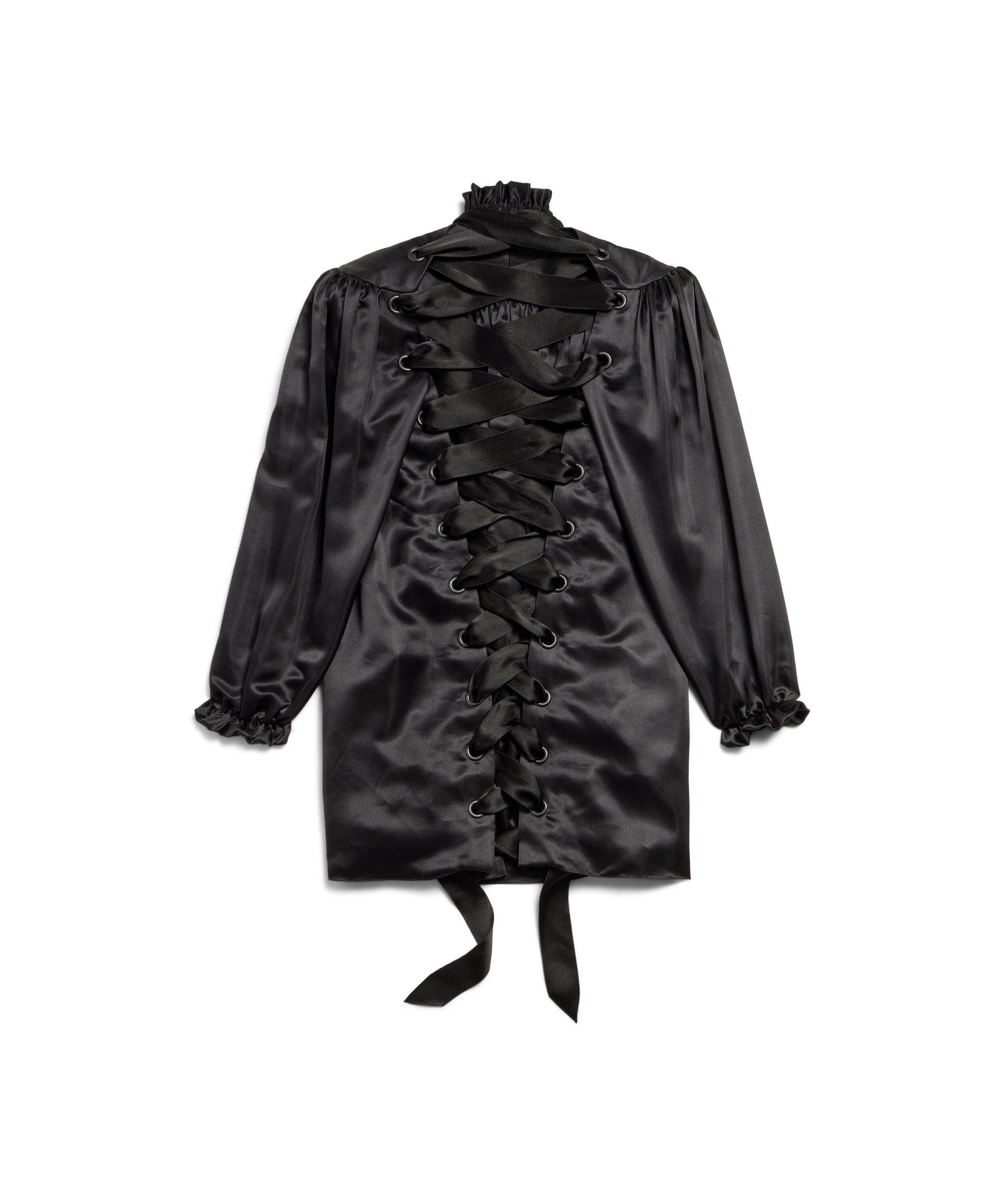 Lace-Up Blouse - Black
