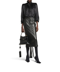 Lace-Up Blouse - Black
