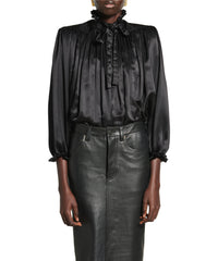 Lace-Up Blouse - Black