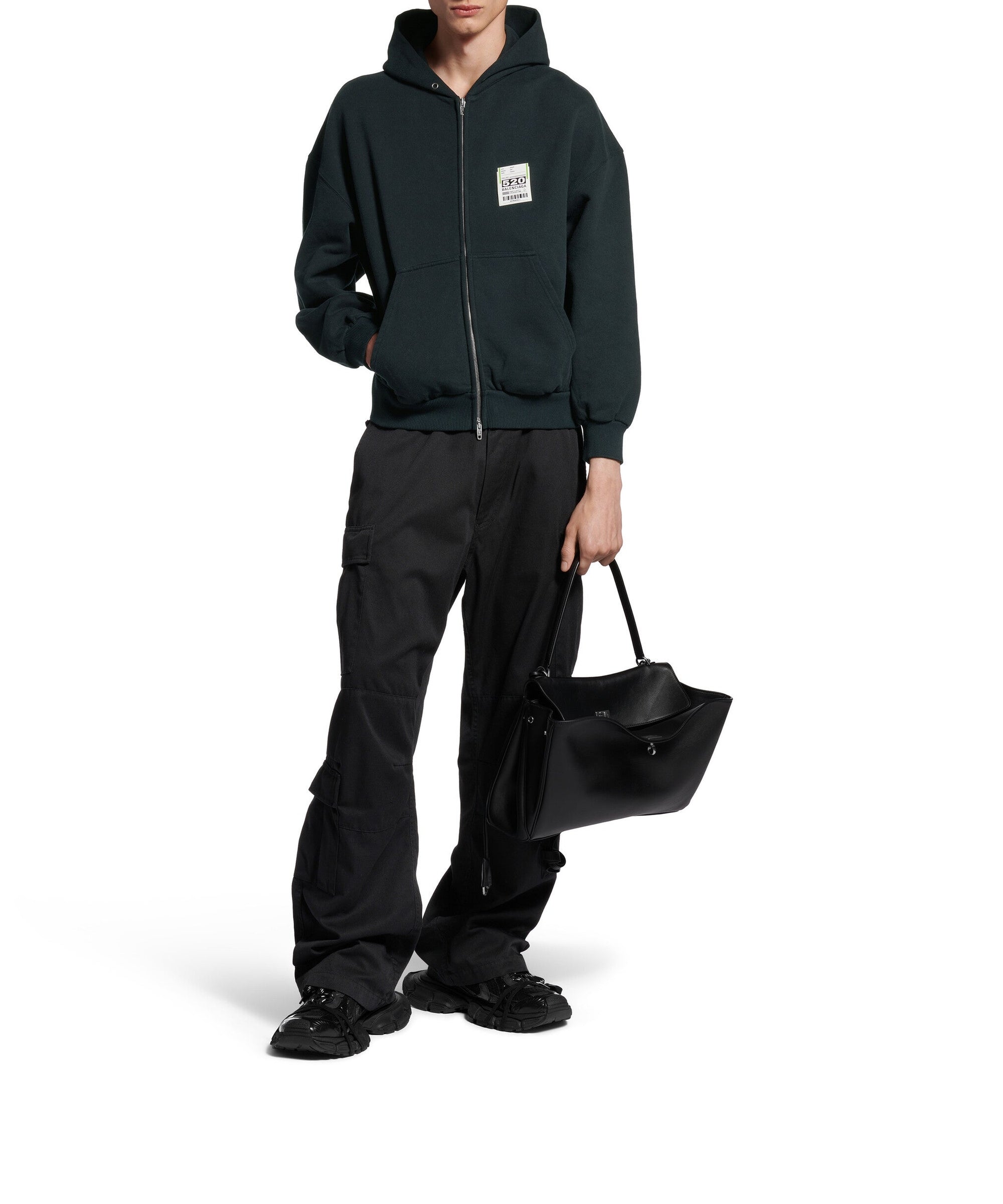Airport Tag Zip-Up Hoodie - Faded Black