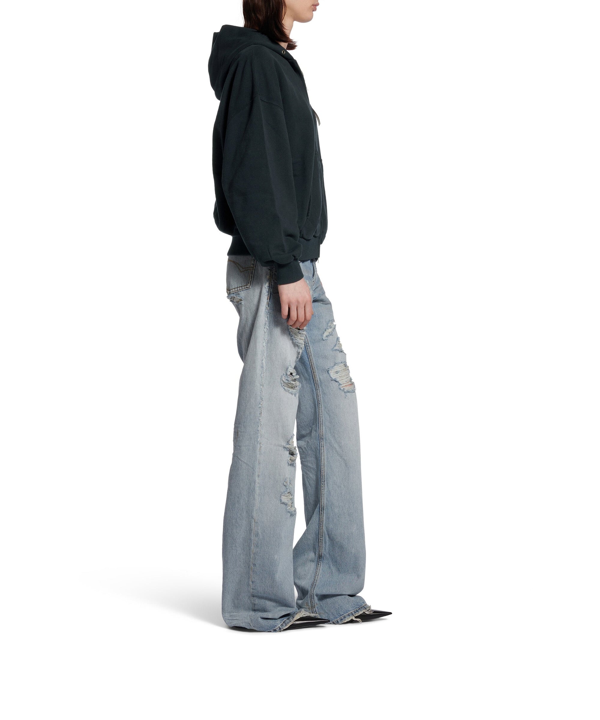 Airport Tag Zip-Up Hoodie - Faded Black