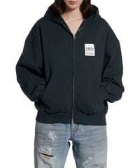 Airport Tag Zip-Up Hoodie - Faded Black