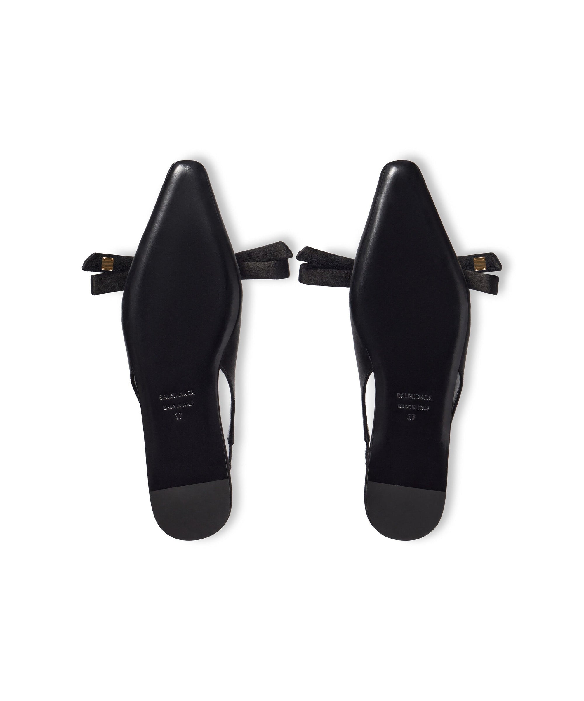 Nano Bow Flat Slingback - Black & Gold